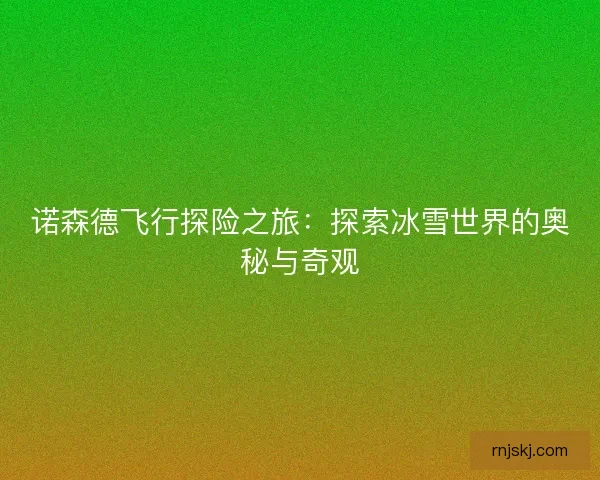 诺森德飞行探险之旅：探索冰雪世界的奥秘与奇观